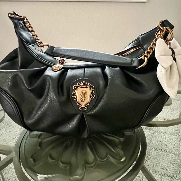 Juicy Couture Liquorice Black Romance Hobo Shoulder Bag! - Picture 1 of 11